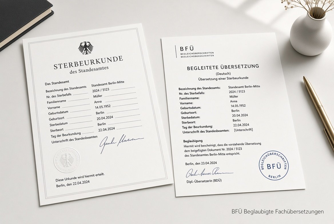 Sterbeurkunde übersetzen lassen