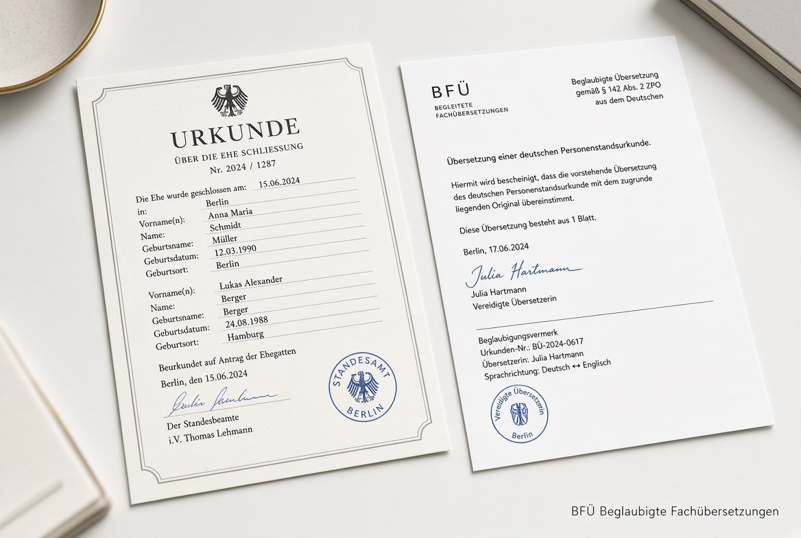 Heiratsurkunde übersetzen lassen